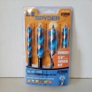 Spyder 4pc Stinger Auger Bits‎ -Wood, Plywood, MDF, Laminate - 1/4" Speed Hex